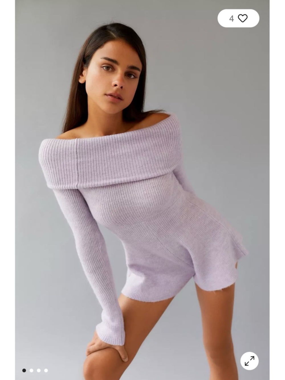 Off-Shoulder Lilac Knit Sweater Romper